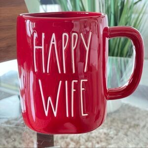 Rae Dunn Happy Wife Red Ceramic White Letters Mug Beautiful Fun and functional!!